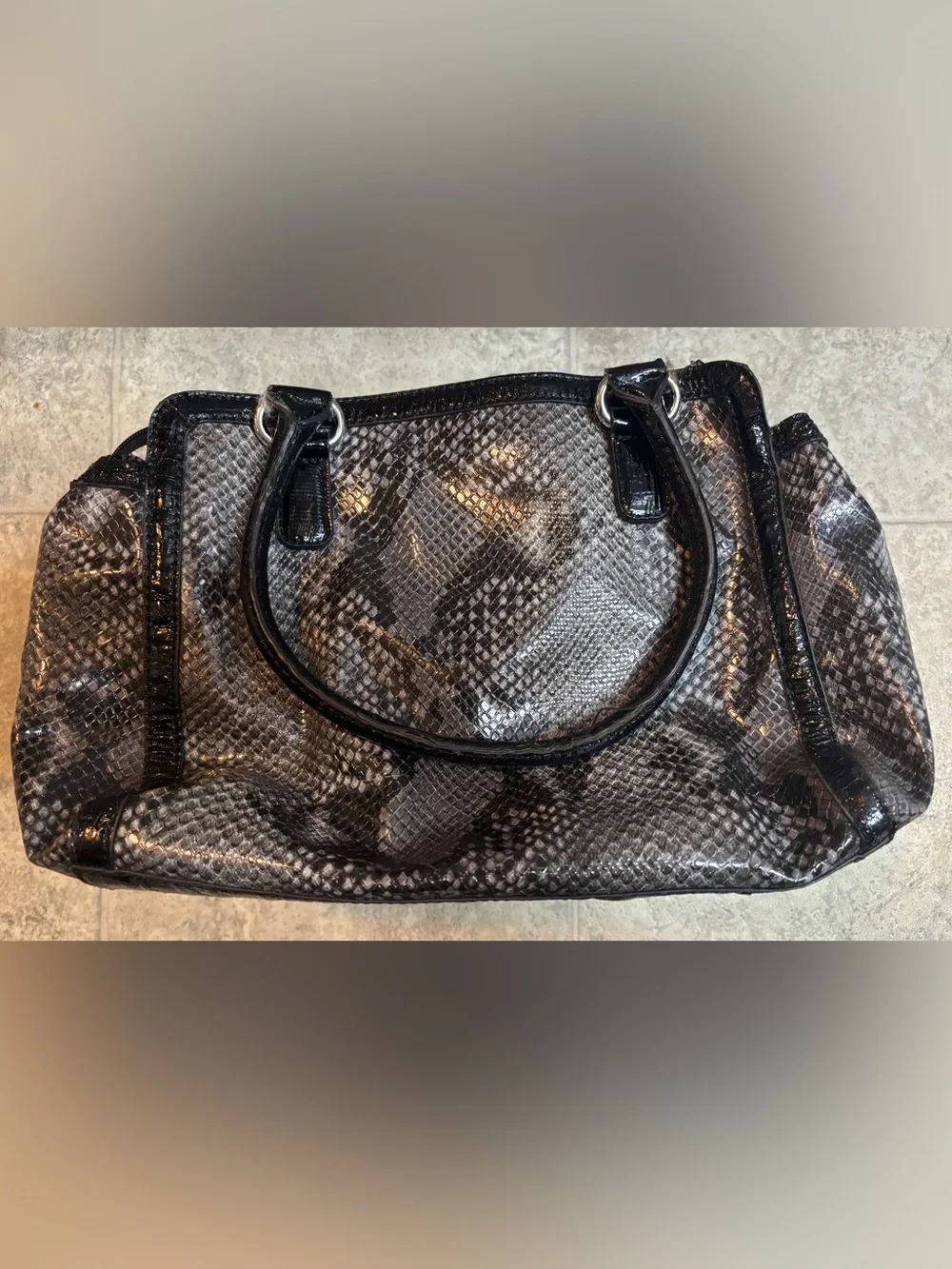 GUESS Lizy Snakeskin Handbag Faux Leather
